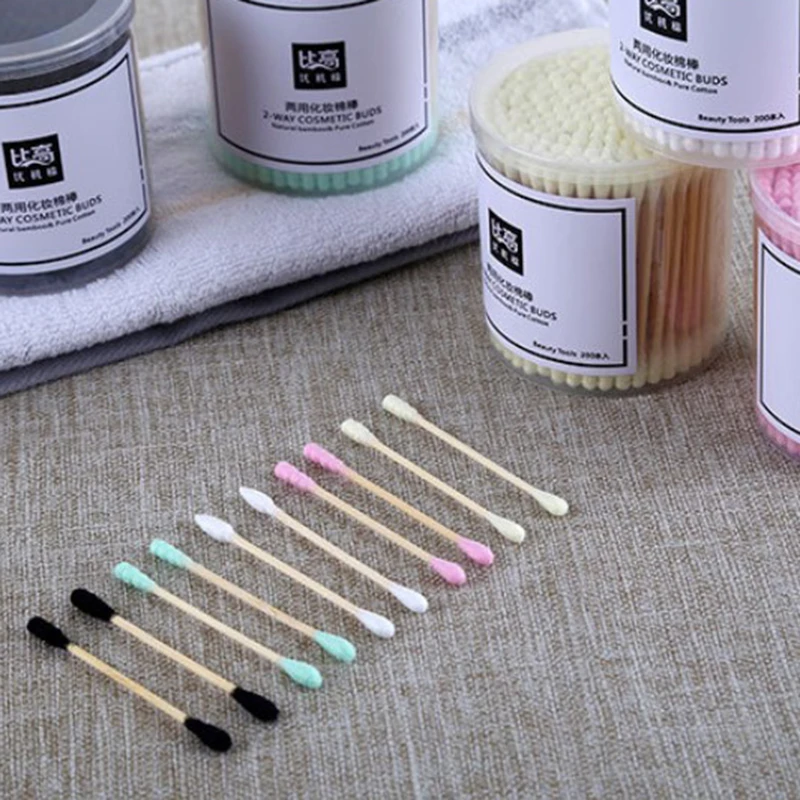 200 шт./кор. макияж ватный тампон с двойной головкой цвет одноразовая ватная | Дом и