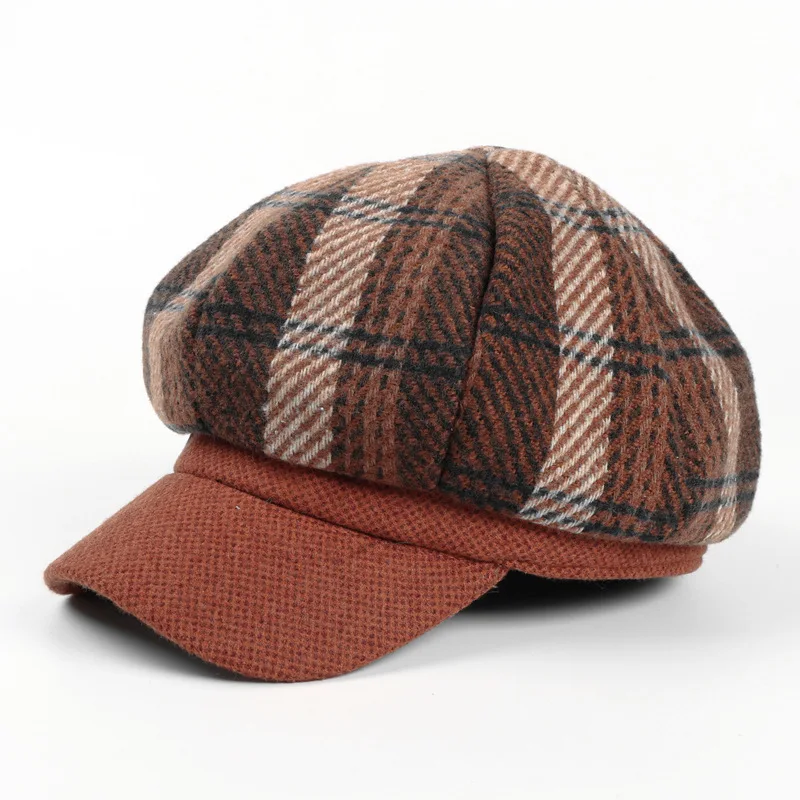 2020 хлопок плед Восьмиугольные шляпы для женщин и мужчин береты художника шляпа