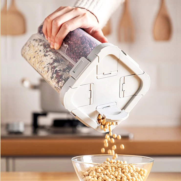 

Прозрачная пластиковая банка для хранения продуктов, квадратный влагостойкий контейнер для печенья и хлопьев, кухонные аксессуары для хра...