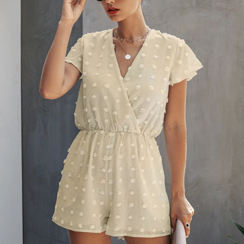 

Однотонные комбинезоны с цветочным принтом женский комбинезон с V-образным вырезом шифоновые шорты с высокой талией женские комбинезоны 2021...