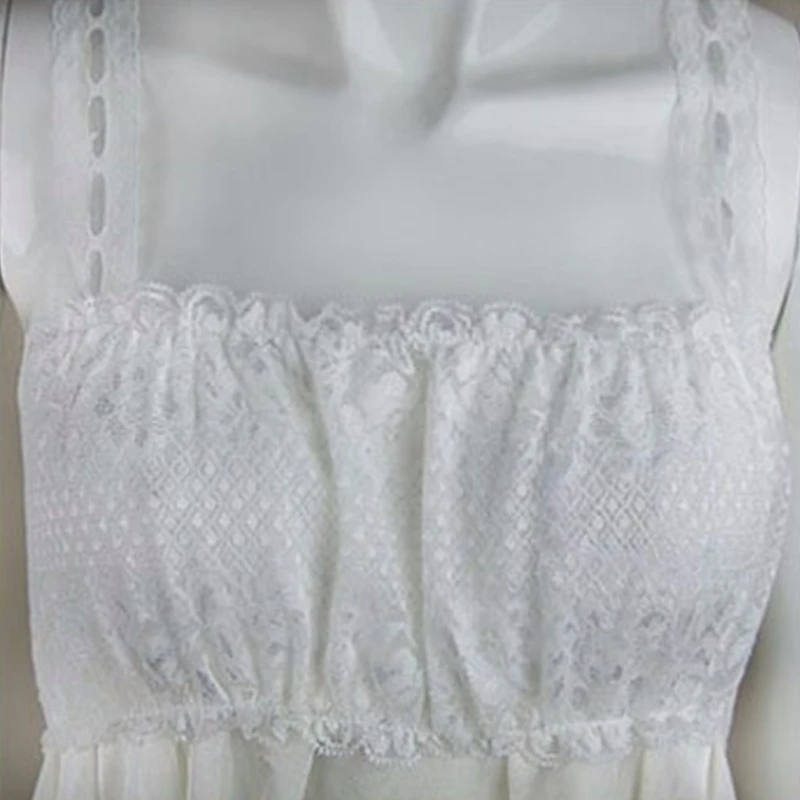 

Women Nightgown Ice Silk Sexy Lace Nightdress Sleeveless Sleepwear Summer Strap