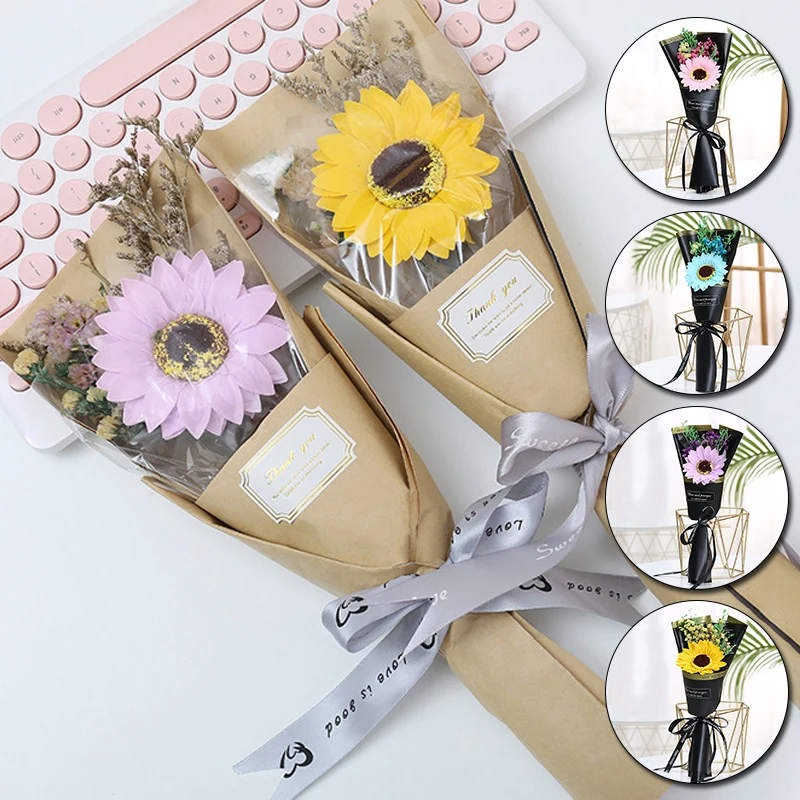 

1Pc Soap Simulation Sunflower Bouquet Gift Teacher'S Day Father'S Mother'S Day Eternal Flower Wedding Holding Flower Home Decor