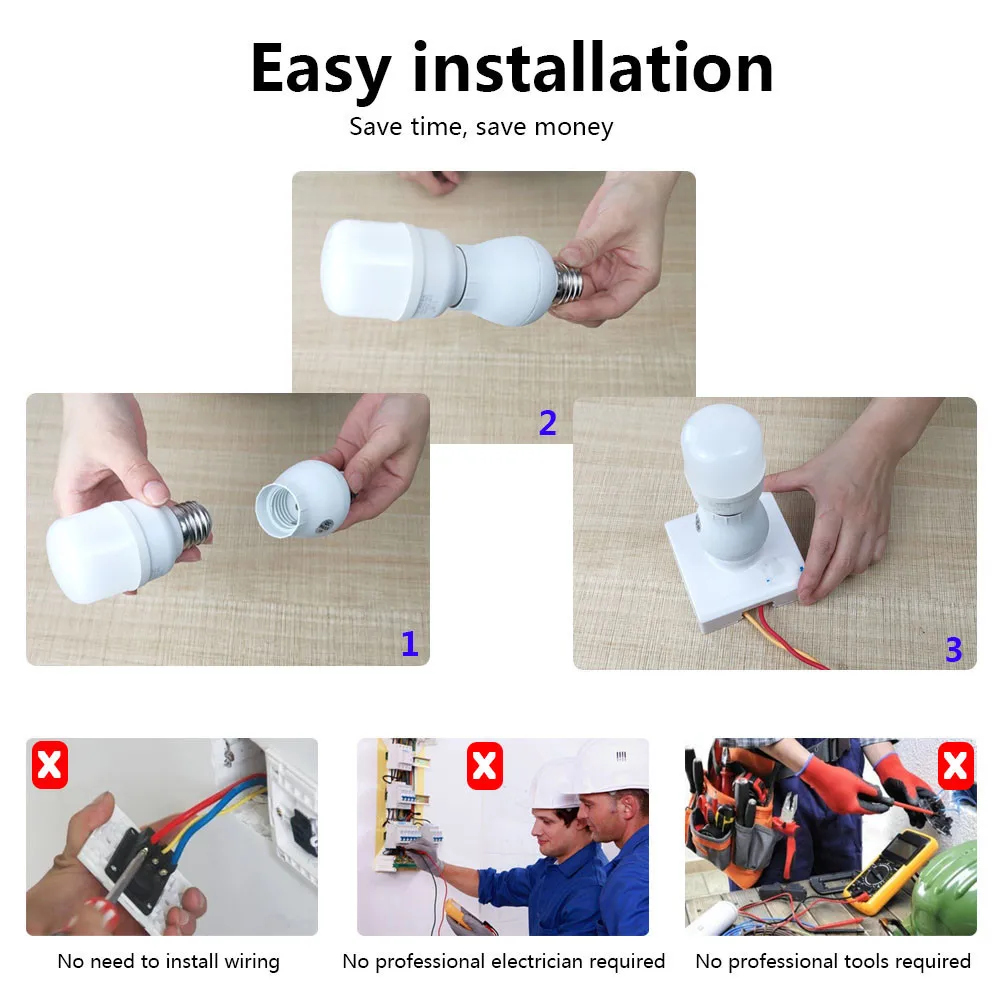SMATRUL 1/2/3 Gang Smart Push Wireless Switch Light Bulb E26 E27 LED Lamp Holder 433Mhz RF Remote Control Wall Panel 110V 220V |