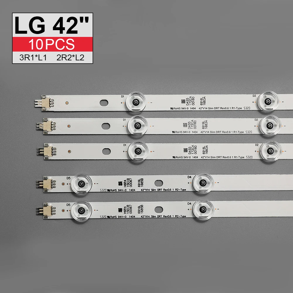 Светодиодная подсветка для телевизора LG 42 дюйма 10 шт тонкая DRT Rev0.6 6916L 1682A 1684A 1683B