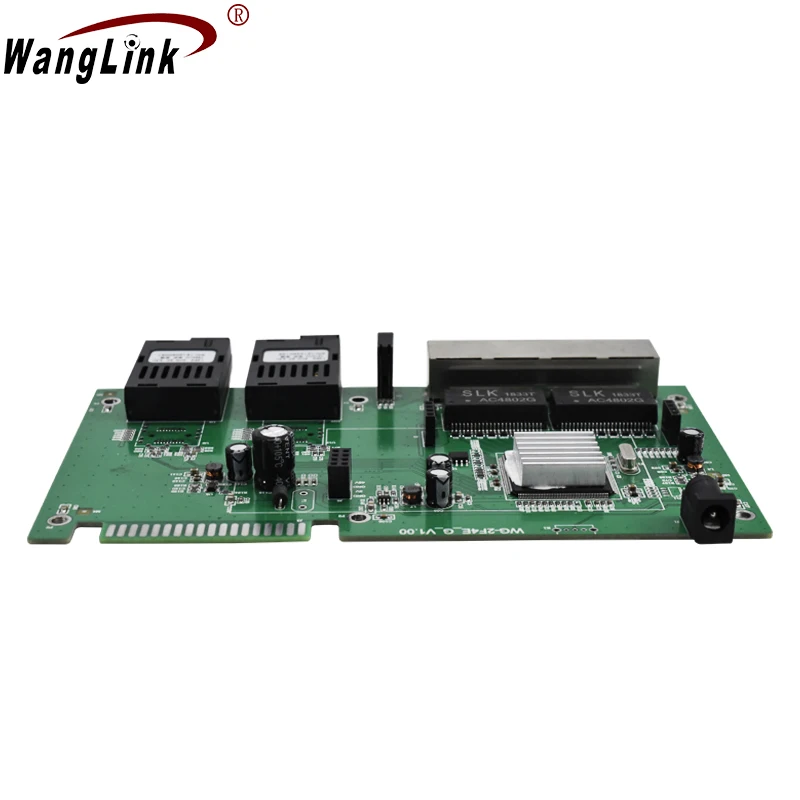 Wanglink Ethernet Switch Fiber 4 RJ45 2 SC Single Media Converter Fiber Optic Port PCB 10/100M