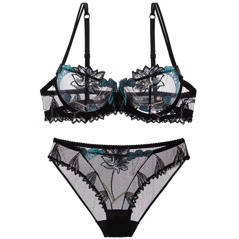 Комплект нижнего белья женский ультратонкий прозрачный бюстгальтер на