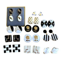 enamel geometric pattern earrings womens black couple gifts fashion korean simple classic romantic jewelry accessories earrings