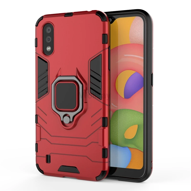 Shockproof Bumper For Samsung Galaxy A01 Case Luxury Silicone Hard PC Stand Protective Phone Cover For Samsung Galaxy A01 A015