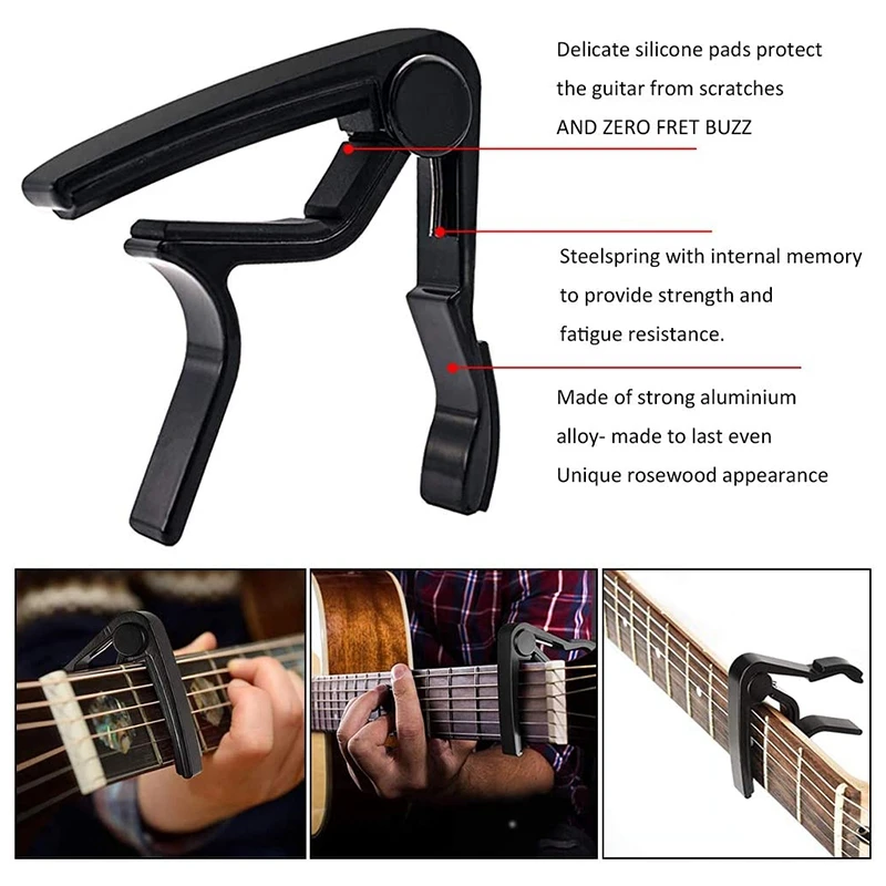 

AROMA Guitar Accessories Kit Including Tuner, 3 in 1 Restring Tool, Picks and Picks Bag, Capo, Guitar Strings, Bridge Pins