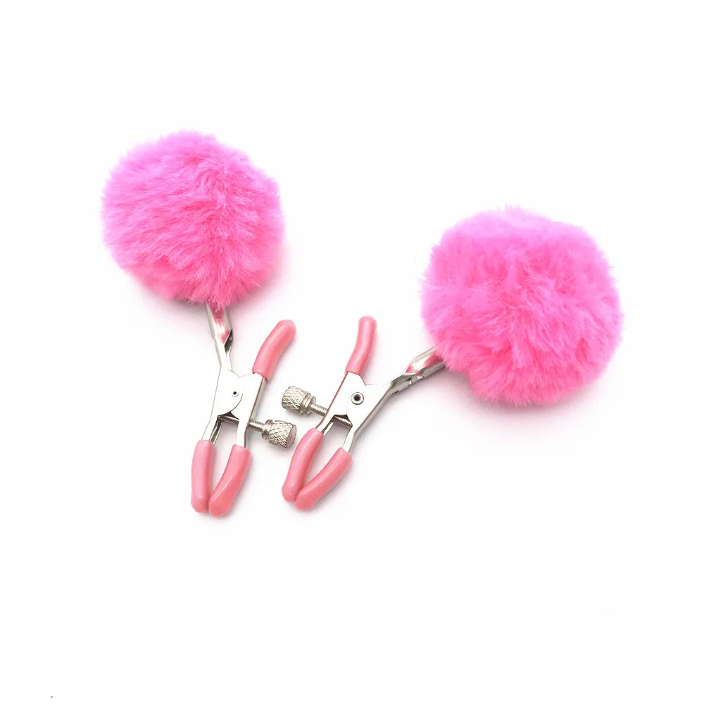 Furry Ball Nipple Clamp Sexy Aid Flirting Toy Mimi Clip Clitoris Masturbation Stimulation SM Training L064 | Красота и здоровье