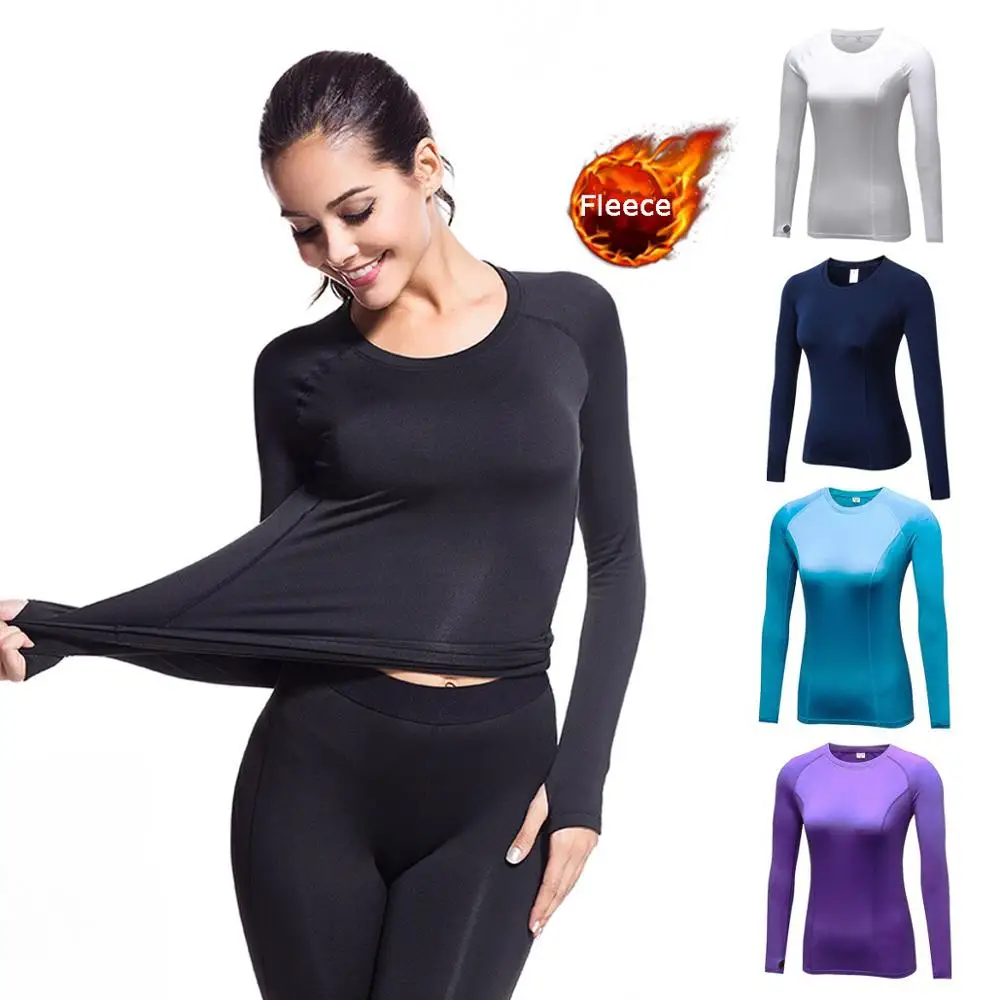 Женское термобелье с круглым вырезом Fanceey зеленая утепленная компрессионная