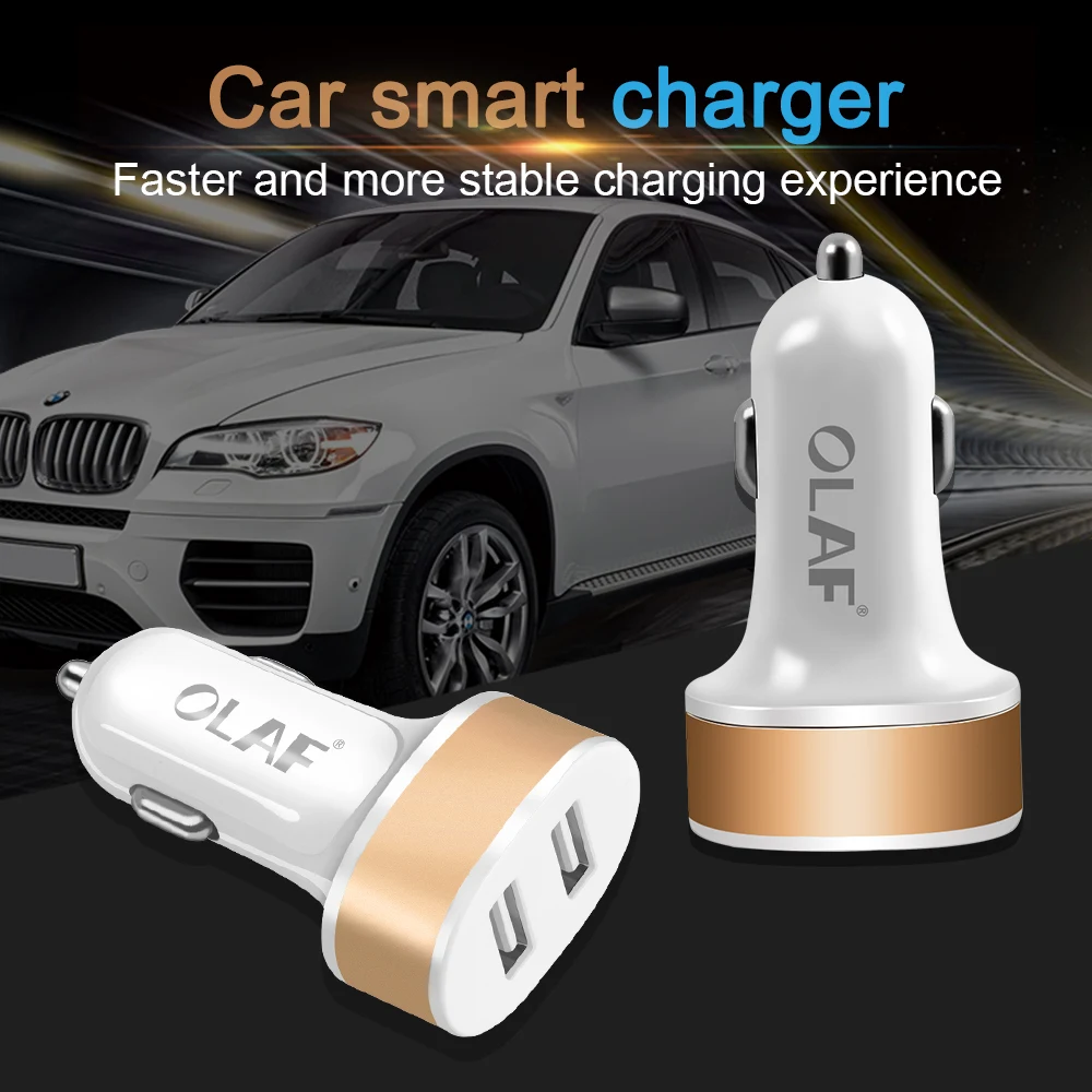 OLAF светодиодный USB зарядное устройство для iPhone, samsung, Xiaomi, зарядное устройство для мобильного телефона, автомобильный стиль, планшет, gps, автомобильное зарядное устройство, 2 USB, автомобильное зарядное устройство