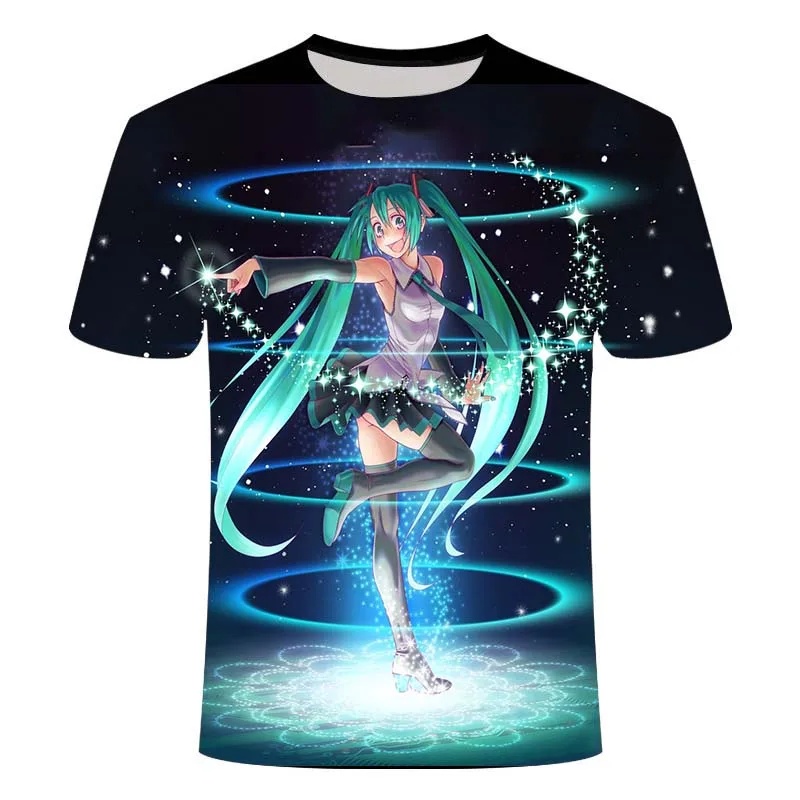 

New summer boy girl T-shirt 3D printing cute Japanese anime characters street style children's round neck short-sleeved T-shirt