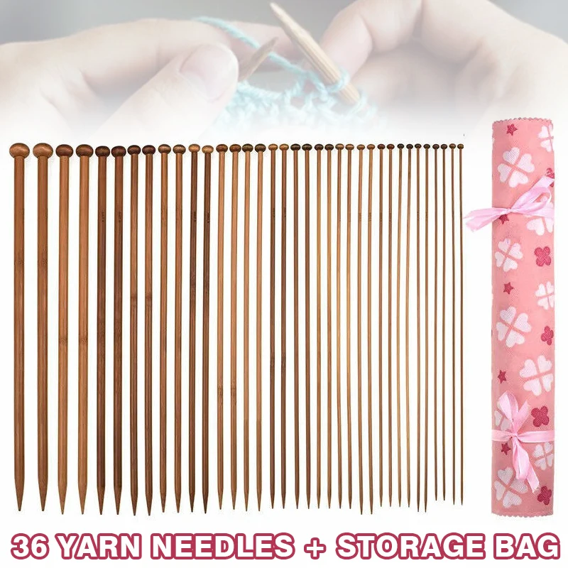 

36 шт., Набор бамбуковых спиц для вязания, 25 см