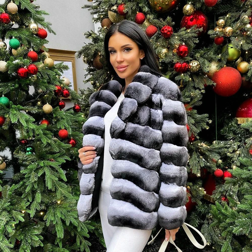 Women Natural Rex Rabbit Fur Coat 2021 Winter New Whole Skin Genuine Rex Rabbit Fur Jacket Turn-down Collar Warm Fur Overcoats