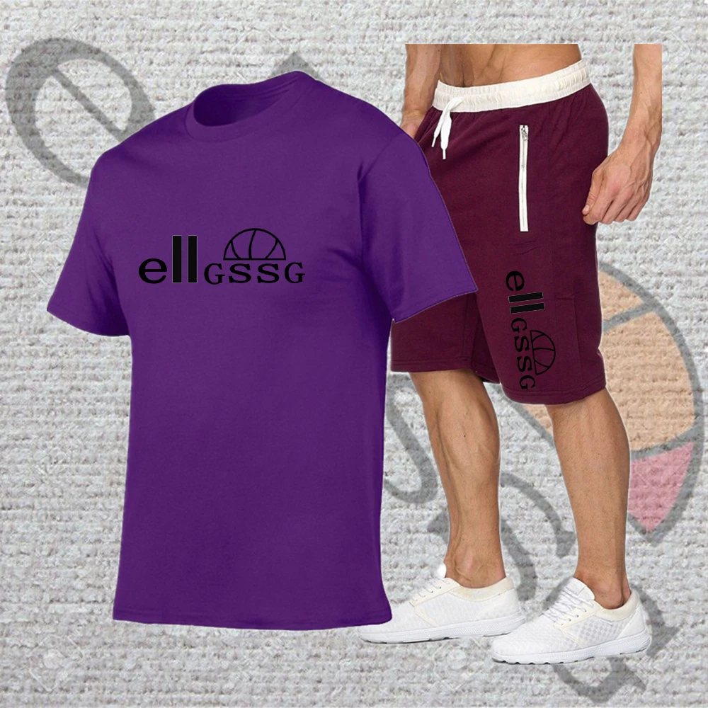 

2021 new brand summer mens suit breathable casual wear fitness sports suit short-sleeved breathable T-shirt + shorts 2-piece set
