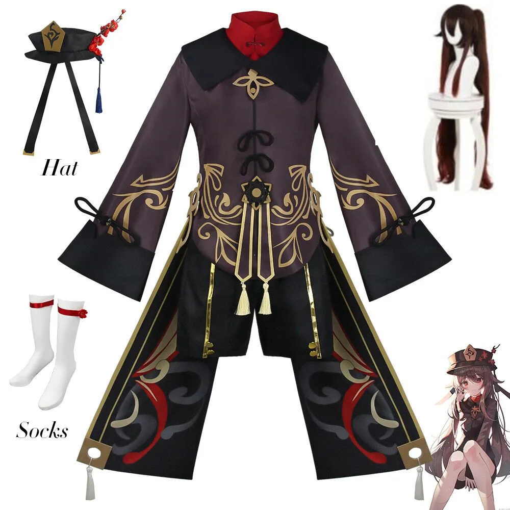 

Game Genshin Impact HuTao Cosplay Costume Anime Outfits Halloween Carnival Hu Tao Women Girl Uniforms With Wig For Women