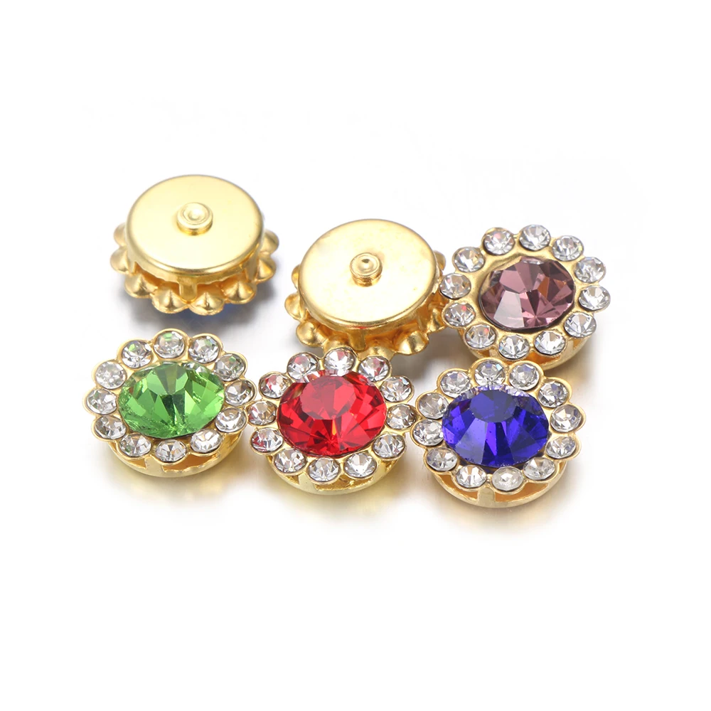 Блестящие Кристаллы Стразы в форме цветка пуговицы блестящий кристалл