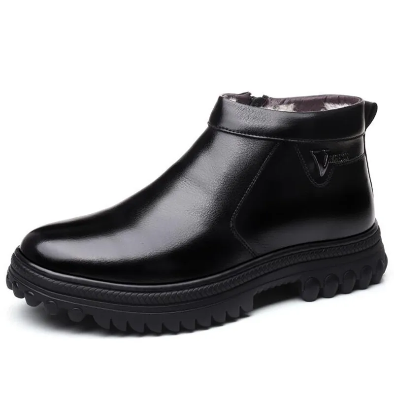 

Новые шерстяные ботинки из натуральной кожи мужские ботинки теплая хлопковая обувь на плоской нескользящей подошве Мужская обувь зимняя к...