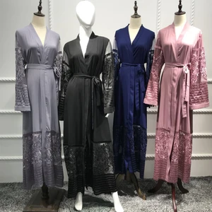 Plus Size Velvet Lace Mesh Kimonos Mujer Long Abaya Dubai Boho Women Maxi Cardigan Blouse Roupa Turkish Islamic Clothing