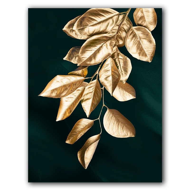 

Abstract Golden Plant Leaves Wall Art Canvas Painting Nordic Posters And Prints Wall Pictures For Living Room Decor