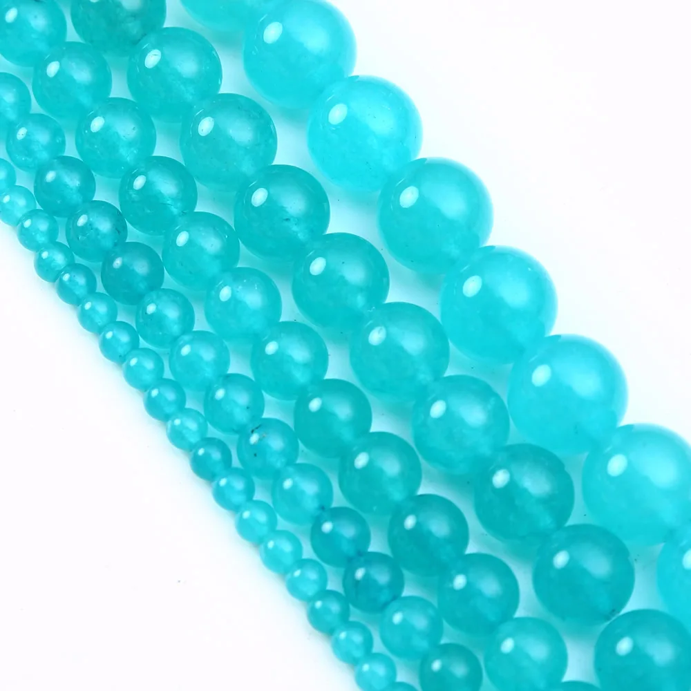 Lake Blue Темно-зеленый нефрит бусины из природного камня свободные шарики 4mm 6mm 8mm 10mm 12мм рукоделие для самостоятельного изготовления ювелирных изделий браслет Цепочки и ожерелья - Цвет: Lake Blue
