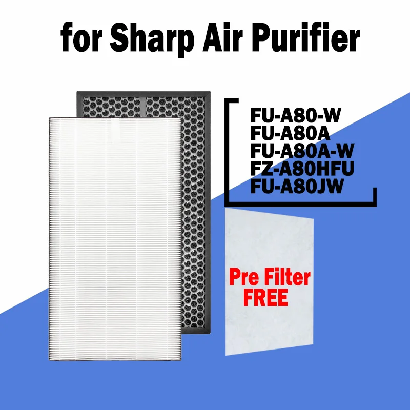 

FZ-A80SFE Replacement H13 HEPA Carbon Filters for Sharp FU-A80-W /FU-A80A / FU-A80A-W FZ-A80HFU/FU-A80JW Air Purifier Parts 2PCS