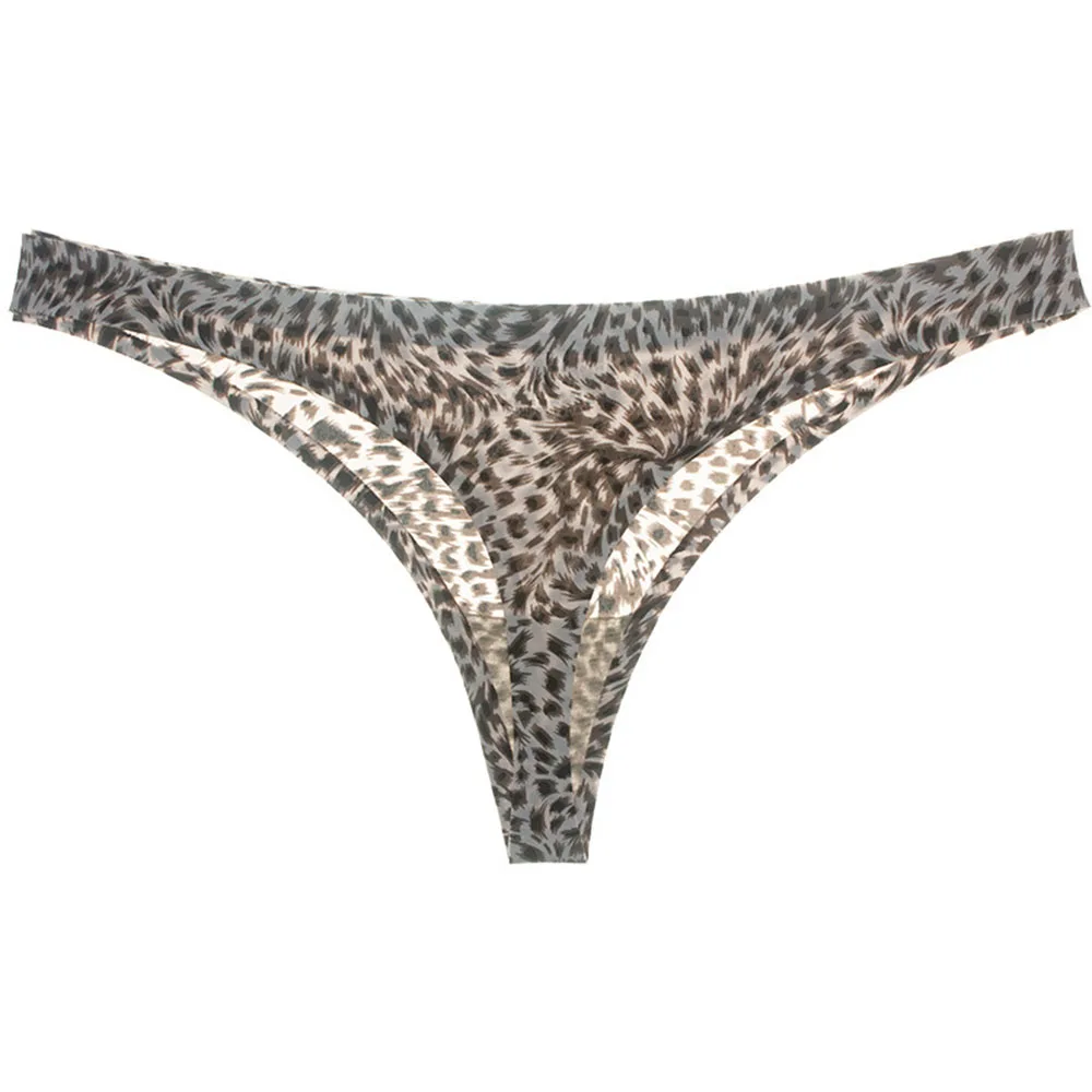 

Sexy Leopard Panties Women G-String Briefs Lingerie Ice Silk Low Waist Cotton Crotch Woman Thong Female seamless laUnderwear