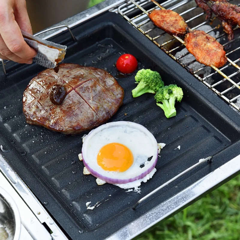 Барбекю антипригарная сковорода гриль на открытом воздухе древесный уголь