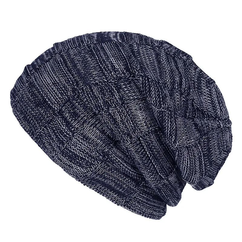 Winter Hats Flex Fold Lattice Double-deck Increase Down Set Head Cap Men And Women Package Head Cap Earmuffs Knitting Hat