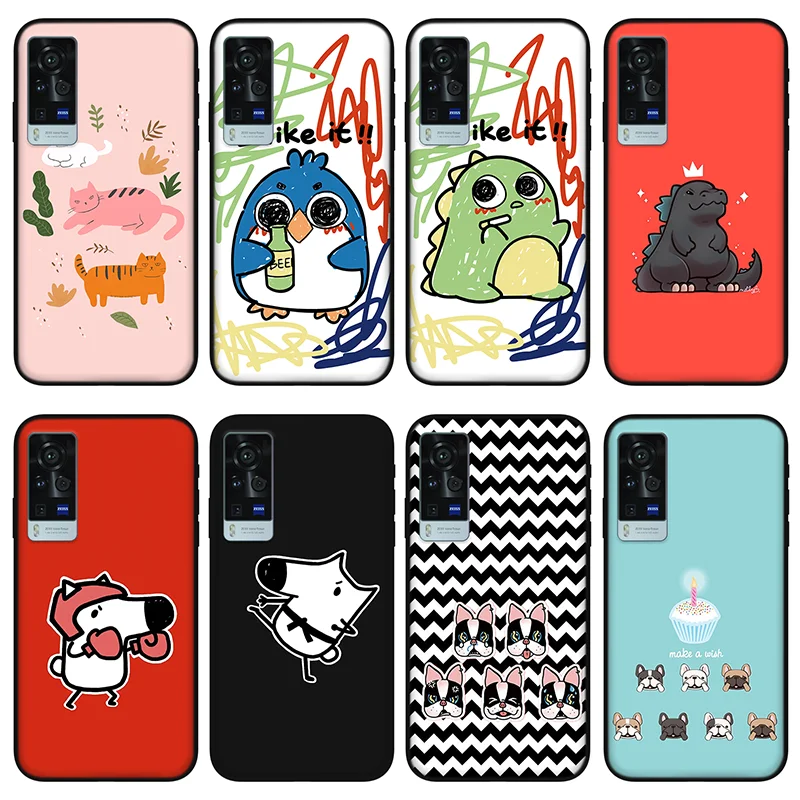 

Cute animal Phone case for vivo x60 pro plus x50 s7 s9 x30 x27 s9e, Protective silicone case for vivo iqoo 7 z3 neo 3 5
