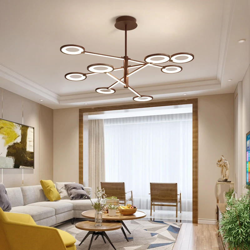 Подвесная лампа с кофейным покрытием новый современный светильник для столовой