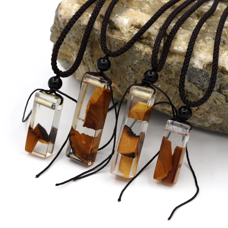 5 шт. мужские и женские винтажные ожерелья модное дерево смола|Ожерелья с