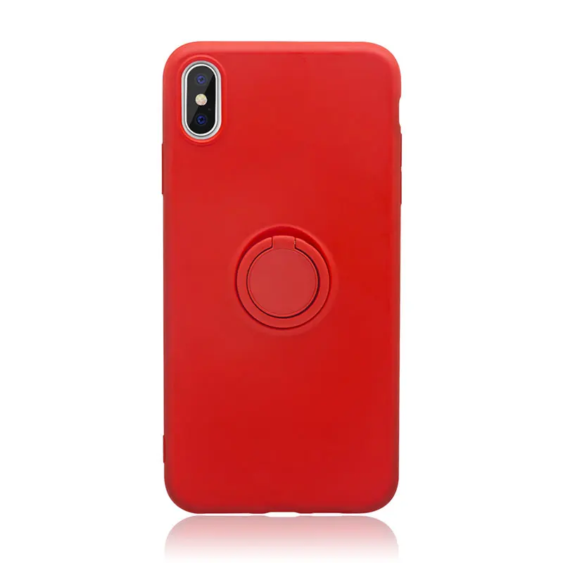 Для iPhone XR чехол силиконовый жидкий силиконовый чехол с кольцом-держателем противоударный чехол для телефона для iPhone X XS Max 8 Plus 7 6 6S 8 Plus 11 Pro 7plus подставка для пальцев аксессуары - Цвет: Красный