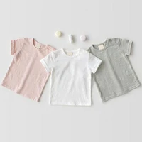 2022 summer new baby boys and girls solid color t shirt soft cotton t shirt for kids short sleeve tops children simple tee
