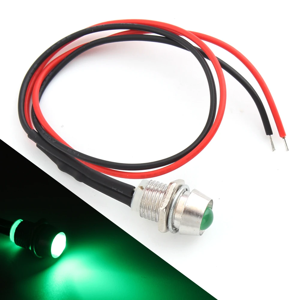 

LED Metal Indicator light waterproof Signal lamp 6mm LED With Metal Holder Header Universal For HARLEY Yamaha Suzuki