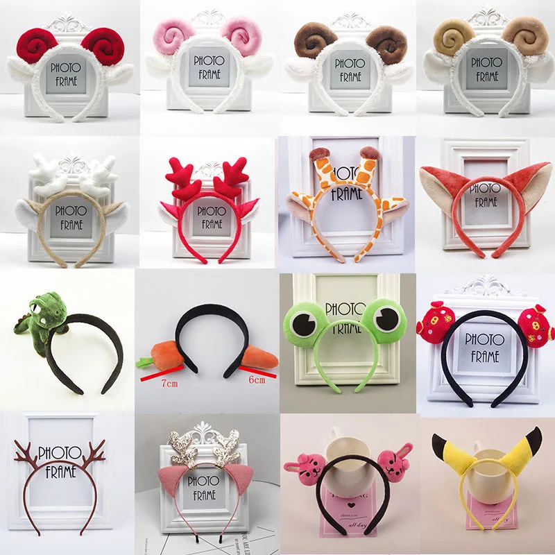

Cute cartoon animal cat ears headband giraffe horns show sheep horn headband selling cute rabbit ears wash face headband