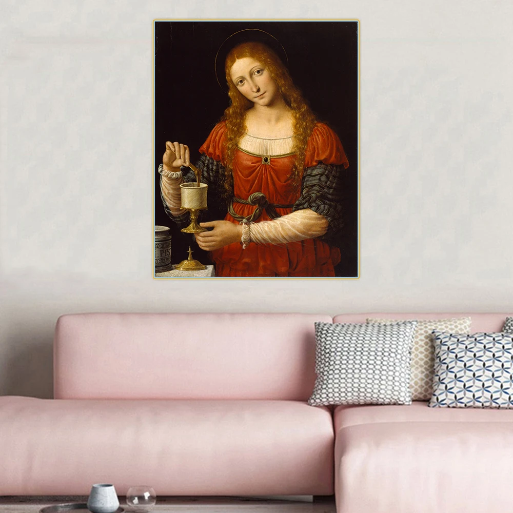 

Leonardo Da Vinci"St Mary Magdalene"Home Decoration Cuadros Posters Prints Wall Art Canvas Oil Painting Pictures Room Decal