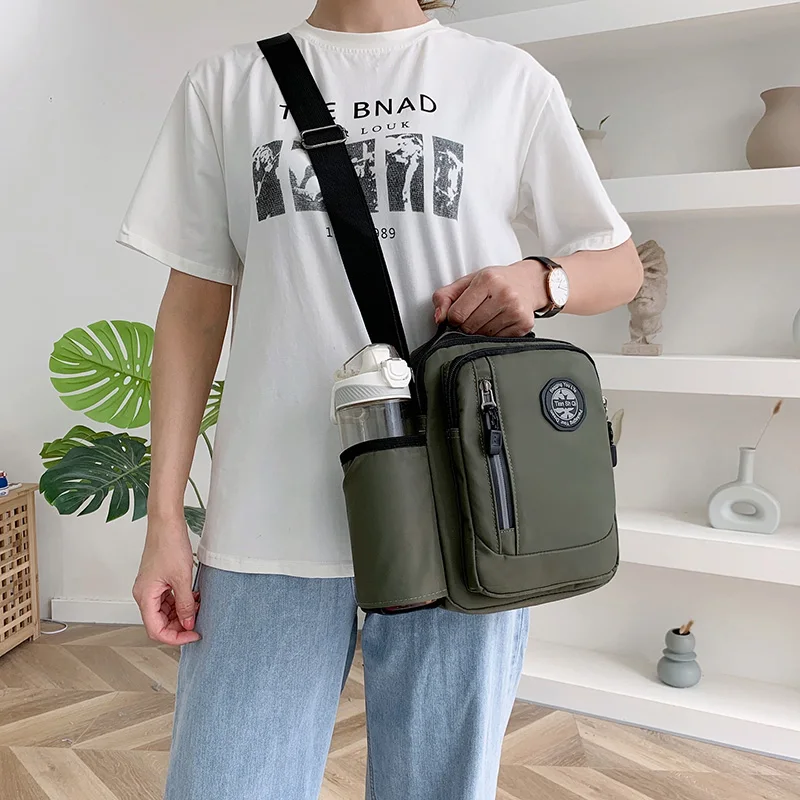 Цена Сумка-мессенджер на плечо для мужчин, ранец из ткани Оксфорд для отдыха, путешествий, бизнеса, вертикальная сумка для бутылки с водой