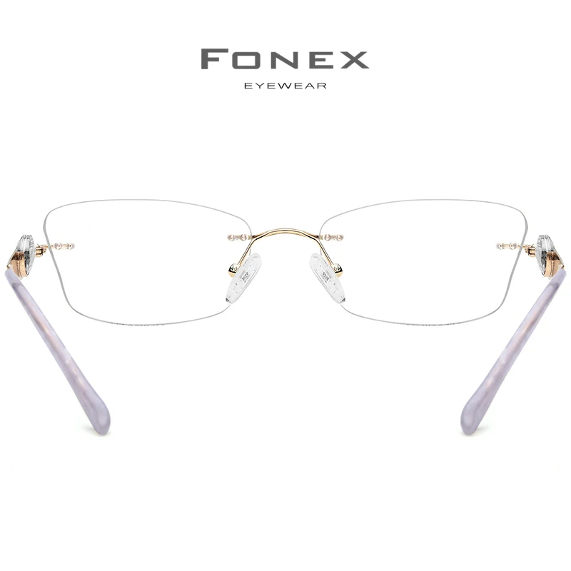 FONEX титановые очки без оправы, женские роскошные брендовые дизайнерские высококачественные оптические очки с бриллиантами по рецепту 7715
