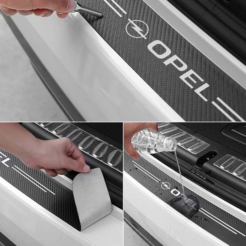

Car Rear Bumper Leather Decals Carbon Ciber Protector For opel astra j corsa d astra astra k vectra bvectra b insignia vivaro