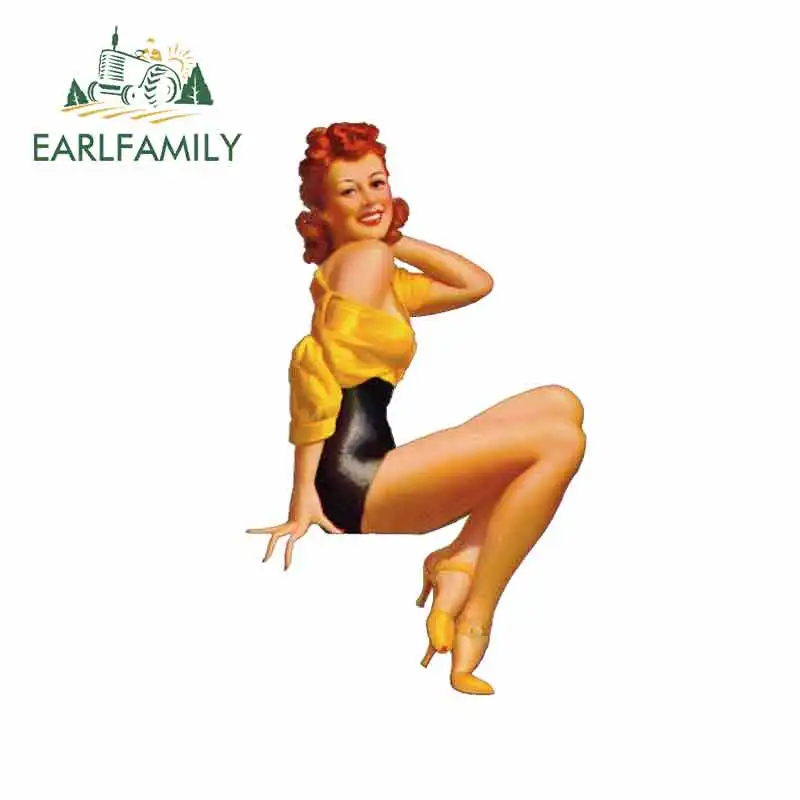 

EARLFAMILY, 13 см x 8,2 см, Забавная девушка, Ранняя Наклейка на окно автомобиля, мотоцикла, автомобильные наклейки