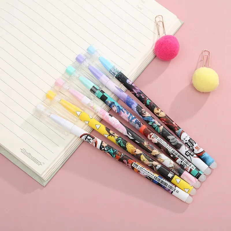 

12Pcs/box Anime Demon Slayer Kimetsu No Yaiba Gel Pen Cute Kawaii Black Ink Neutral Erasable Pen For Kids Student Stationery