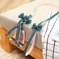 pet traction rope fashion two color collocation with bowknot for walking the dog cats chest harness pull rope dog supplies