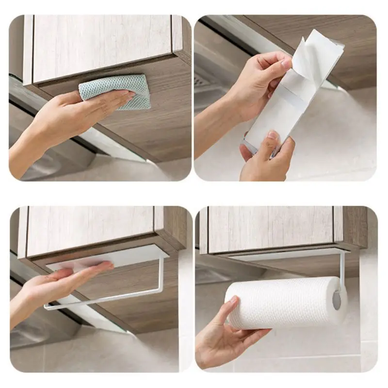 

Steel Punch-free Roll Paper Rack Self Adhesive Toilet Towel Holder Tissue Hanger