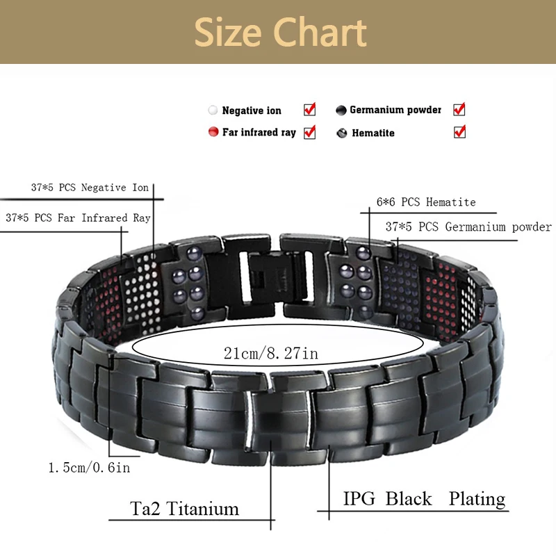 

Blue Energy Stones Health Energy Bracelet Bangle for Arthritis Negative 4000 Ion Tourmaline Bracelet Balance Band Fashion 2019