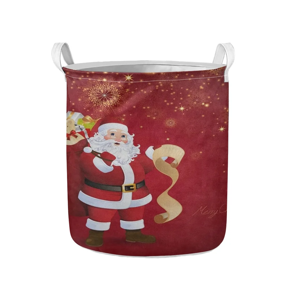 

Большая корзина для белья с рождественским принтом Санта Клауса, коробка для хранения грязной одежды, бытовые органайзеры для всякой всячи...