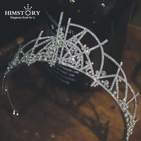 himstory princess tiara crown crystal rhinestone wedding accessories headband bridal hair headdress girl hair jewelry