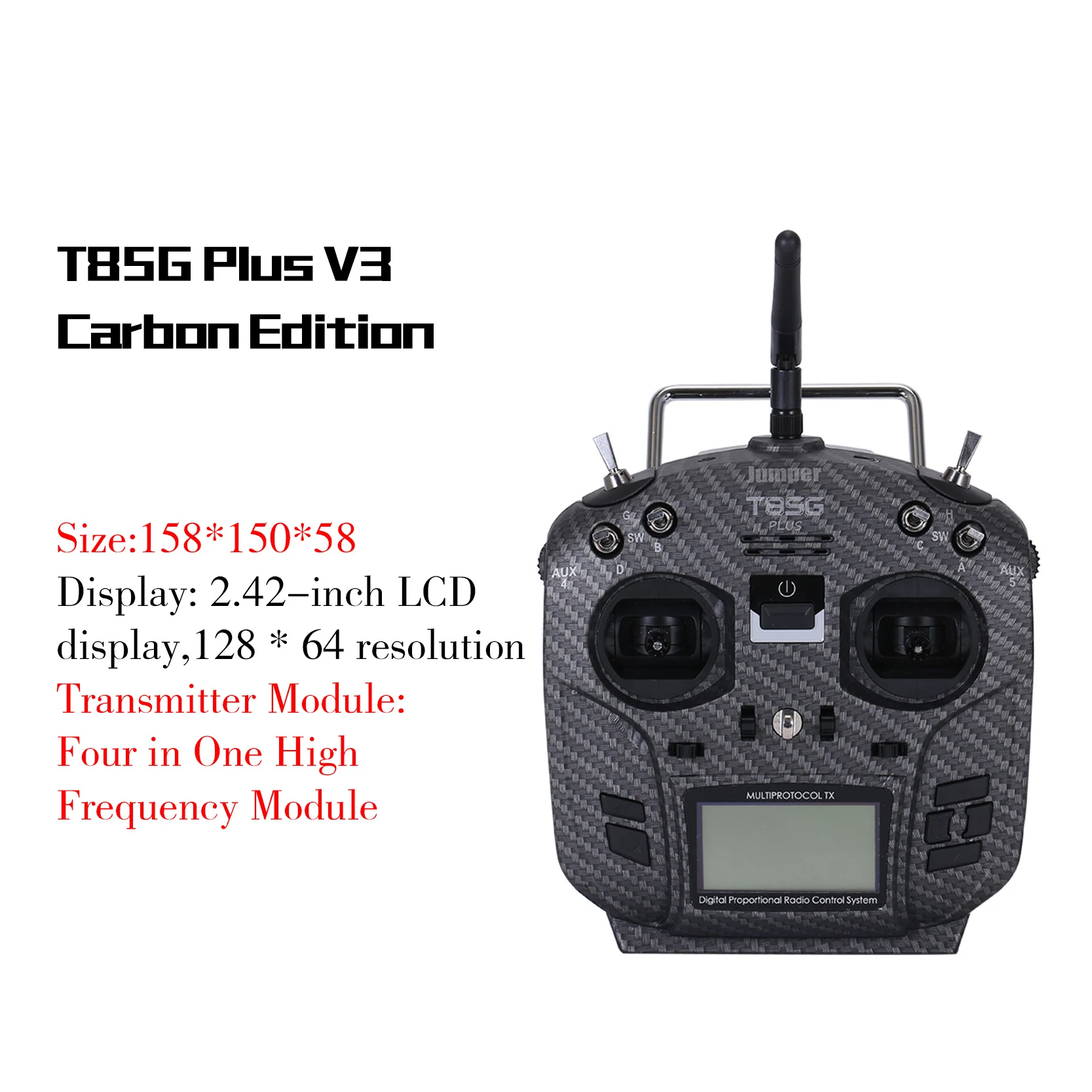 Jumper T8SG Plus V2 Hall Gimbal multi-протокол 2 42 &quotЖК-передатчик из углеродного волокна для Flysky