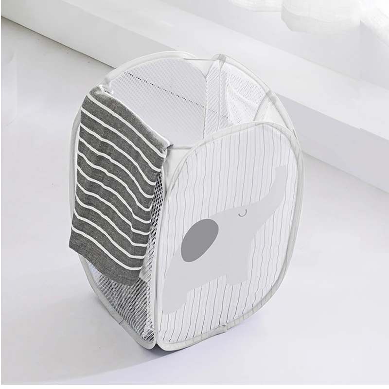 Bathroom folding hamper cartoon dog finishing basket mesh toy dirty storage box home decoration accessories | Дом и сад
